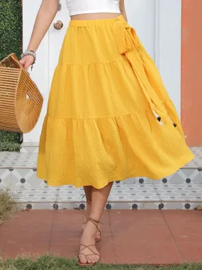 Airchics mi-longue jupe à volantée avec ceinture femme mode jaune