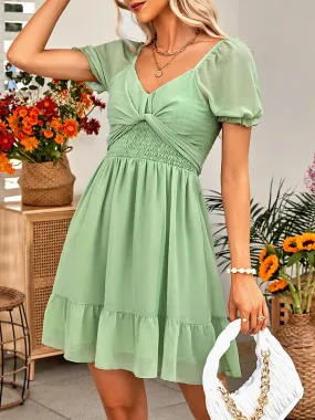 Airchics mini-robe à volantée avec ceinture manches courtes mode plage