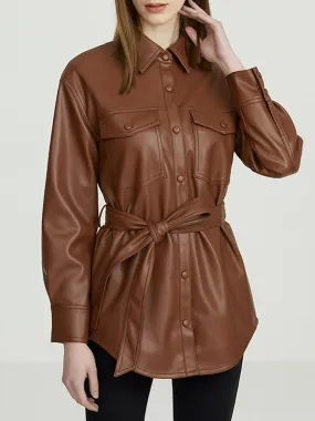 Airchics perfecto femme cuir longue boutonnage avec ceinture mode