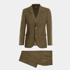 Costume 3 pièces marron en donegal tweed