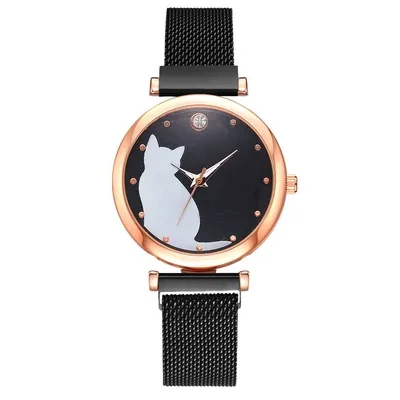 Montre femme maille milanaise Cat's Eyes Black
