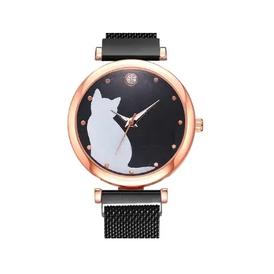 Montre femme maille milanaise Cat's Eyes Black